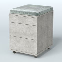 Тумба мобильная 2 ящика + 1 ящик-лоток с подушкой Фламинго, цвет белый + акация + бежевый, Метрополитан Грей