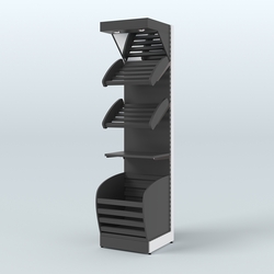 Стеллаж для хлеба и выпечки с нижней корзиной - накопителем и зеркальным фризом Феникс №14КФ, Черный
