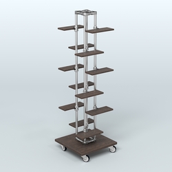 Торговый стенд для обуви с полками ДСП ЛЕСЕНКА №1-1, Дуб Венге