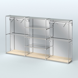 Торговая система ХРОМ (задняя стенка - зеркало) 3600 мм с зеркальными полками и поручнями №10, Дуб Сонома