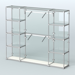 Торговая система ХРОМ (задняя стенка - стекло) 3600 мм с зеркальными полками и поручнями №7, Белый