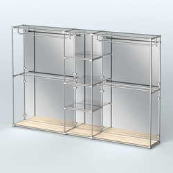 Торговая система ХРОМ (задняя стенка - зеркало) 3600 мм с зеркальными полками и поручнями №4, Дуб Сонома