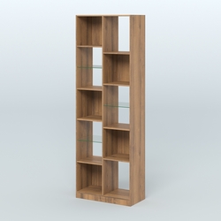 Стеллаж из ДСП серии ЛОФТ №8-3 с полками стекло 5 мм, Орех