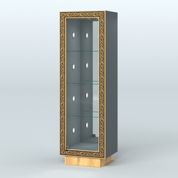 Низкая витрина с декором и диодной подсветкой НБА-3С, Темно-Серый  + Дуб Золотистый