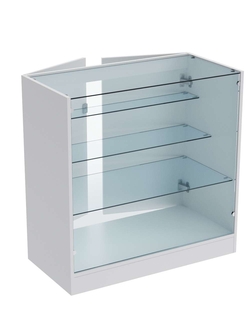 Прилавок из ДСП серии Тандем №4-900 с тремя полками и дверками, Серый