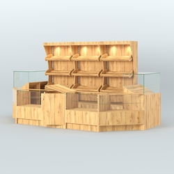 Пристенный павильон с недорогими прилавками для выкладки хлеба и выпечки №3, Дуб Золотистый