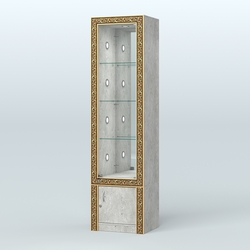 Витрина с декором и диодной подсветкой №ВБА-4С, Метрополитан Грей