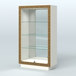 Низкая зеркальная витрина с декором НБА-7, Белый