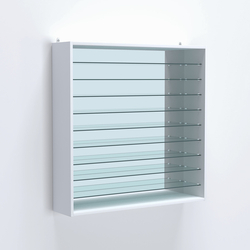 Витрина настенная №204-6Г зеркальная с девятью прозрачными полками, Белый