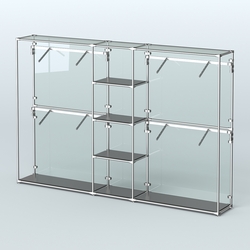 Торговая система ХРОМ (задняя стенка - стекло) 3030 мм с полками ДСП и поручнями №8, Черный