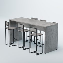 Комплект барный стол "Кофе-брейк" №2 и стулья, Бетон Чикаго светло-серый F186 ST9