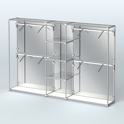 Торговая система ХРОМ (задняя стенка - зеркало) 3600 мм с зеркальными полками и поручнями №8, Белый