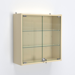 Витрина настенная №201-1А с прозрачными полками, Крем Вайс