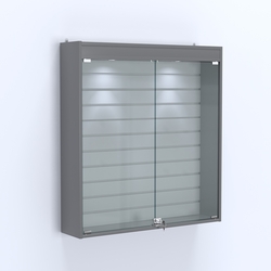 Витрина настенная №204-2Б закрытая с экономпанелью и фризом, Темно-Серый