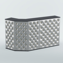 Ресепшен Г-образный БАРХАТ СЕРЫЙ ПЕРЛАМУТР №1 (карета золото), Антрацит + Экокожа серебристая