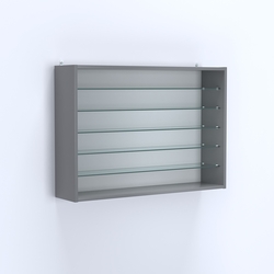 Витрина настенная №203-5Г открытая с пятью полками из стекла, Темно-Серый