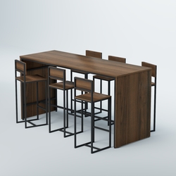 Комплект барный стол "Кофе-брейк" №4 и стулья, Орех