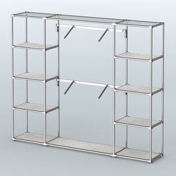 Торговая система ХРОМ без ДСП 2430 мм с полками ДСП и поручнями №7, Метрополитан Грей