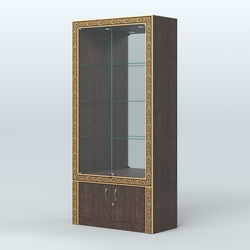 Витрина с декором и зеркалом №ВБА-3, Дуб Венге