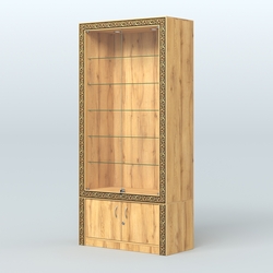 Витрина прямоугольная с декором №ВБА-501, Дуб Золотистый