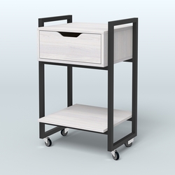 Тумба мобильная с ящиком и полкой Европа, цвет денвер светлый + белый, Ясень Анкор светлый