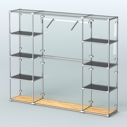 Торговая система ХРОМ (задняя стенка - стекло) 2430 мм с тонированными полками и поручнями №11, Дуб Золотистый