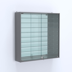 Витрина настенная №204-6А зеркальная с девятью полками, Темно-Серый