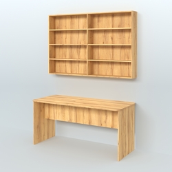 Распаковочный большой стол с антресолью для аптеки Р-05, Дуб Золотистый