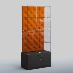 Высокая стеклянная витрина КАПИТОНЕ №5, Черный + 08 Mustard