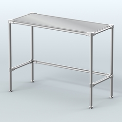 Стол большой D-43 с полкой зеркало 4мм, Серый