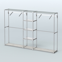 Торговая система ХРОМ без ДСП 3030 мм с зеркальными полками и поручнями №12, Метрополитан Грей