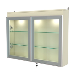 Витрина настенная №3-3А широкая с двумя полками и фризом серии Collecto, Крем Вайс