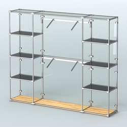 Торговая система ХРОМ (задняя стенка - стекло) 2430 мм с тонированными полками и поручнями №7, Дуб Золотистый