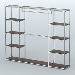 Торговая система ХРОМ без ДСП 2430 мм с полками ДСП и поручнями №3, Дуб Венге