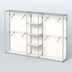 Торговая система ХРОМ (задняя стенка - ДСП) 3030 мм с полками ДСП и поручнями №8, Белый