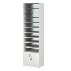 Стеллаж из ДСП с 9-ю полками 350x600 мм серии LEVEL-9 №6-2 (З/C - ЗЕРКАЛО), Белый