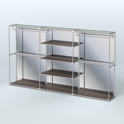 Торговая система ХРОМ (задняя стенка - зеркало) 3600 мм с полками ДСП и поручнями №2, Дуб Венге