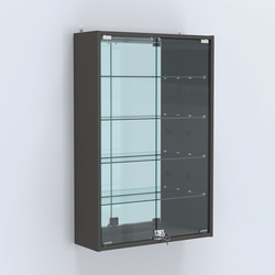 Витрина настенная №202-2А высокая с зеркалом, Черный
