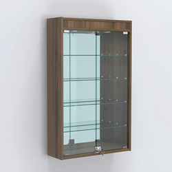 Витрина настенная №202-4А зеркальная с четырьмя полками и подсветкой, Орех