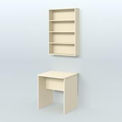 Распаковочный квадратный стол с антресолью для аптеки Р-01, Крем Вайс