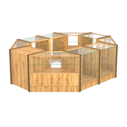 Торговый островок с прозрачными полками и молдингами №2 (4,72 кв.м), Дуб Золотистый