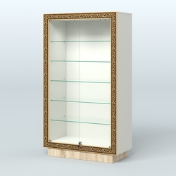 Низкая витрина с декором и прозрачными дверками НБА-505, Белый + Дуб Сонома