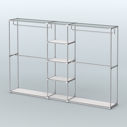 Торговая система ХРОМ без ДСП 3030 мм с полками ДСП и поручнями №4, Ясень Анкор светлый