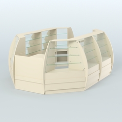 Торговый островок из стекла и дсп БРИЗ средний №3, Крем Вайс