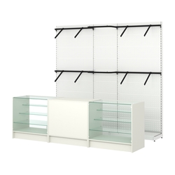 Комплект стеллажей с поручнями П-П и прилавков ЭК-4 для торговли одеждой №15, Белый