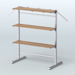 Система ЭЛЕГАНТ островная с полками ДСП и Т-образными стойками №15б, Орех