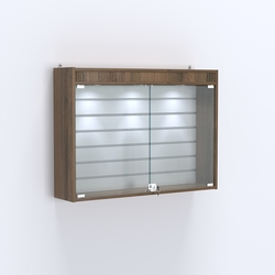 Витрина настенная №203-2Б широкая со встроенной подсветкой , Орех