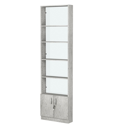 Стеллаж из ДСП с 4-мя полками 150x600 мм серии LEVEL-4 №2-1 (З/C - СТЕКЛО), Метрополитан Грей