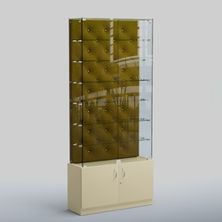 Высокая стеклянная витрина КАПИТОНЕ №33, Крем Вайс + 09 Olive