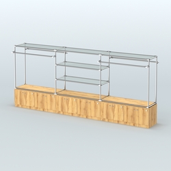 Островная торговая система ХРОМ 3600 мм с тумбами Т15 и поручнями №3, Дуб Золотистый